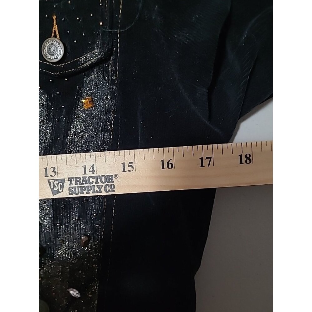 Y2K Vintage Agaci Too Corduroy Fitted Blazer Jacket Crop Gliltter Embellished - Picture 3 of 16